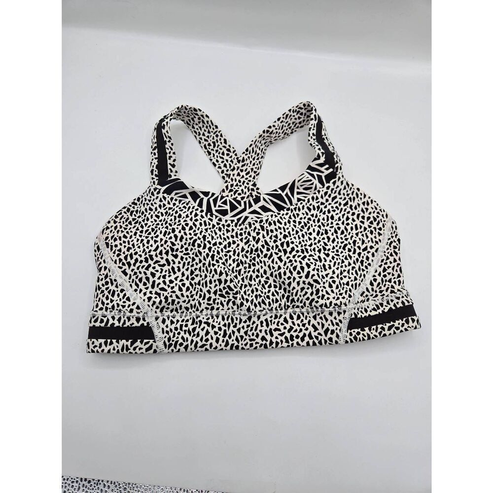 Lululemon Rack Pack Bra Miss Mosiac Size 6 White Posey Black